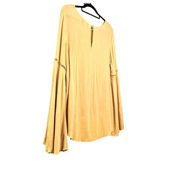 NWOT Charlotte Russe Mustard Colored Boho Blouse With Bell Sleeves. Sizes - Picture 6 of 6